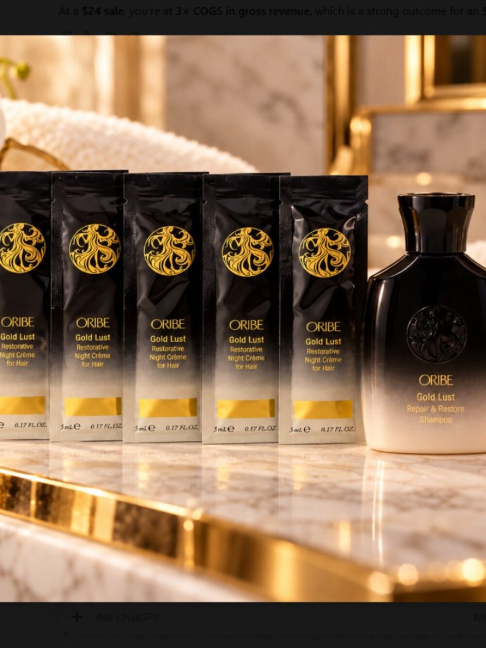 Oribe Gold Lust Repair & Restore Shampoo 2.5oz + 5 Restore Night Crème Sample